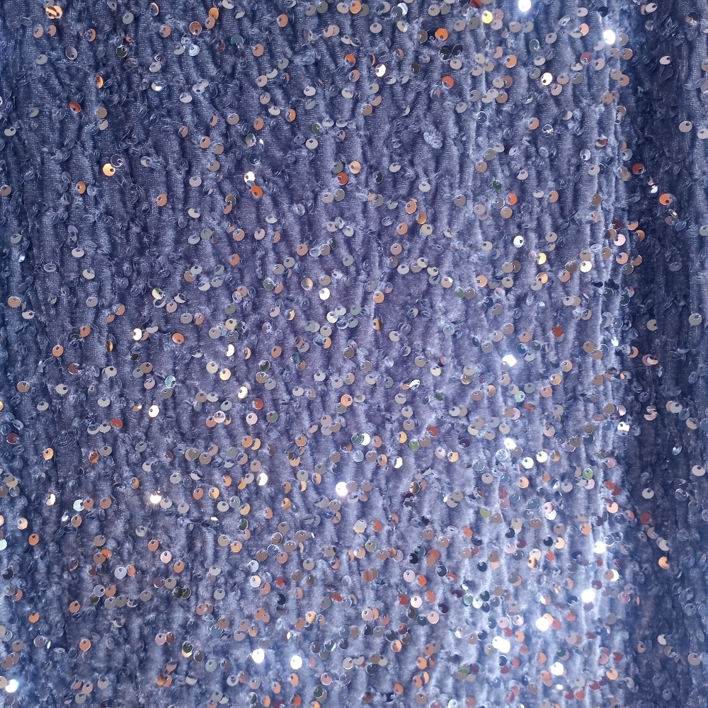 Madden NYC Sequined Grey Stretch Side Slit Whimsigoth Fairycore Maxi Skirt M - Picture 2 of 8